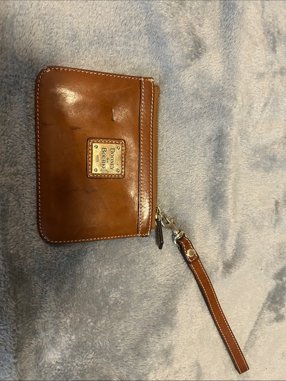 Dooney & Bourke Cognac Brown Leather Zip Wristlet